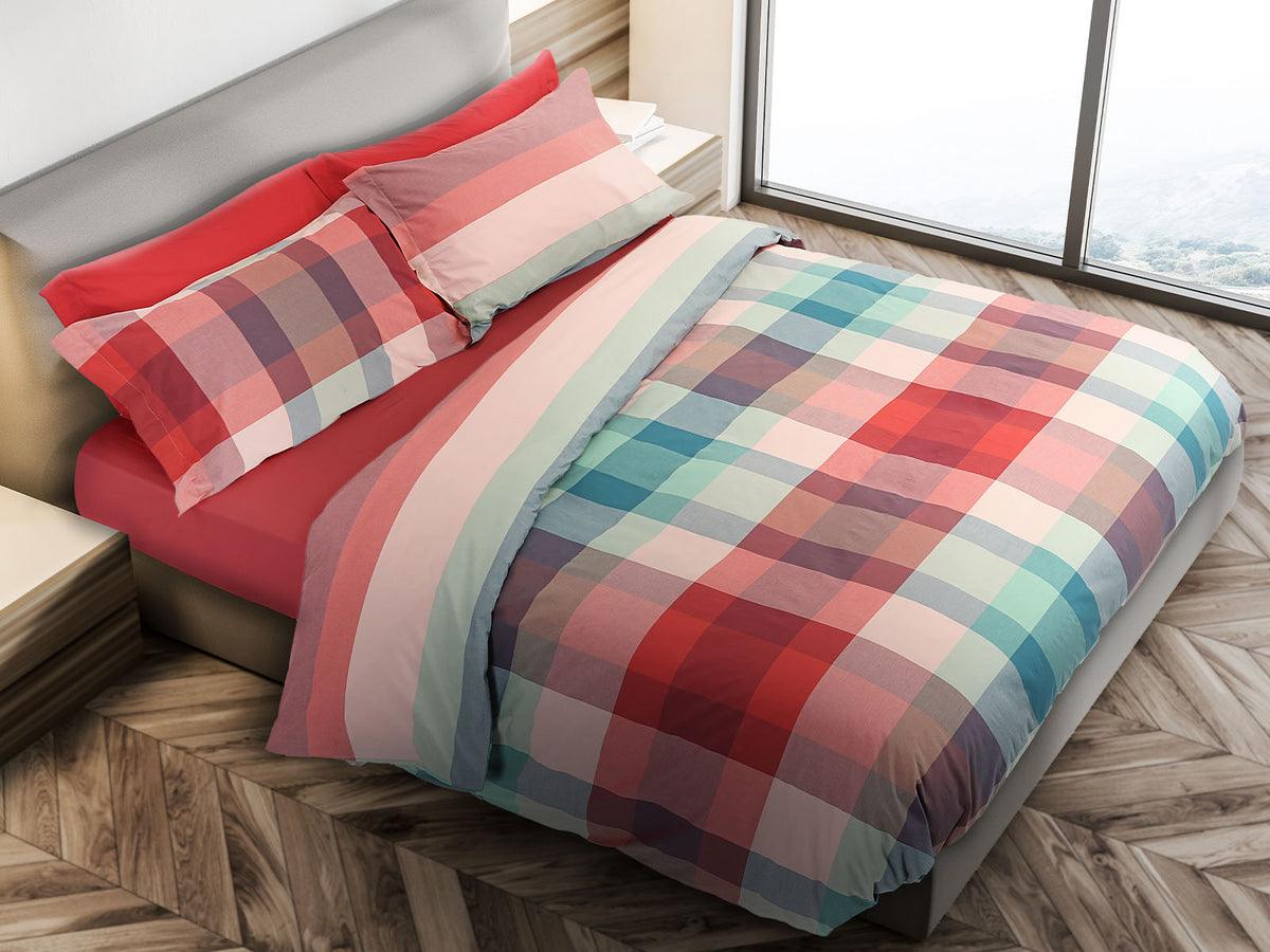Parure Copripiumino Daunex Belfast- In Pregiato 100% Cotone Percalle Pettinato Tinto in Filo