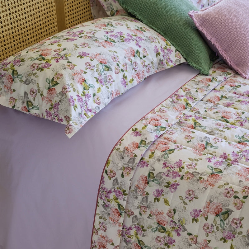 Quilt Reversibile Fazzini "Corolle" - Percalle di Cotone e Ovatta Talko® - 270x270 cm
