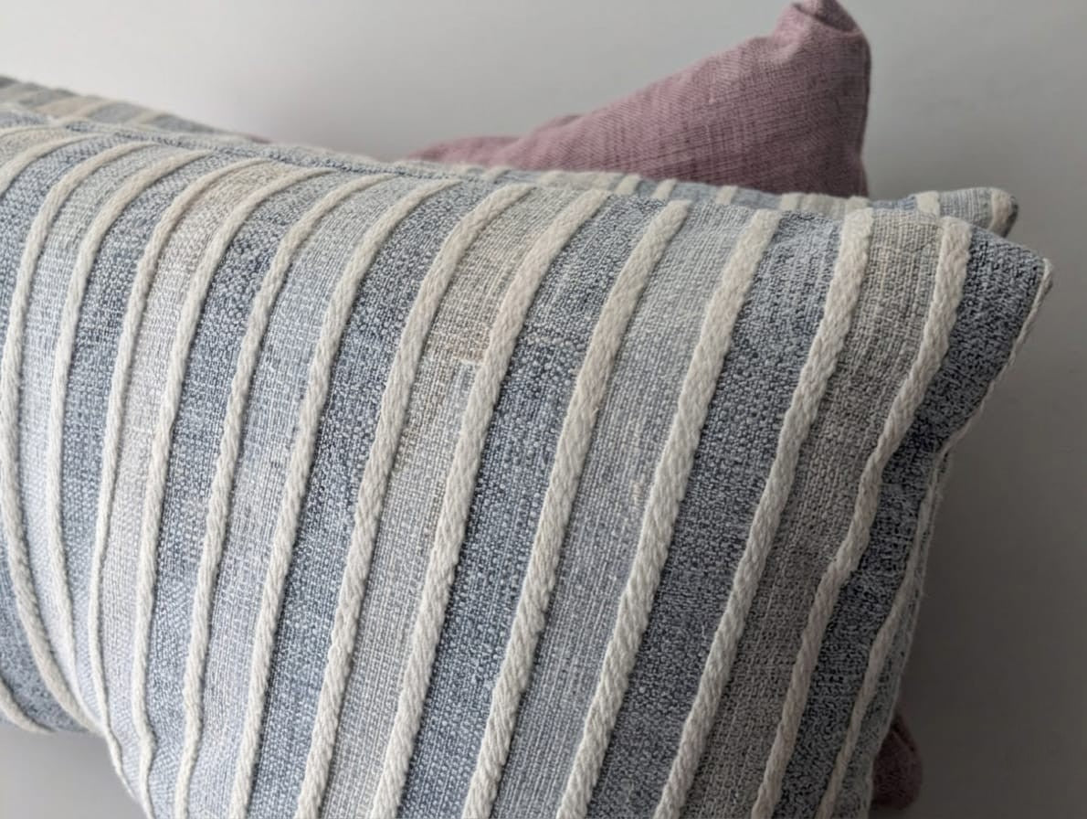 Coppia Cuscini Sedia Trapuntati  Softy Cosmo - Rigato con Laccetti (2 Pezzi)