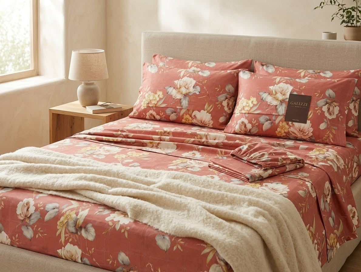 Completo Letto Matrimoniale Galizzi "Daphne" in Raso di Cotone - Stampa Digitale