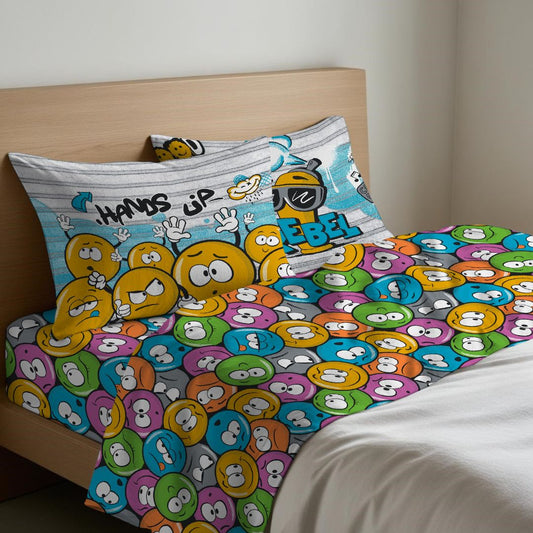 Completo Lenzuola "Emoji" Linea Quadrifoglio - Gipetex Natural Dream