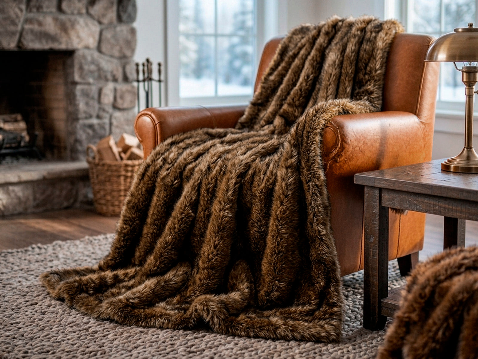 Plaid Coperta Daunex Fur Deluxe 130x160 cm - Morbida Coperta Effetto Pelliccia con Cinghia in Ecopelle