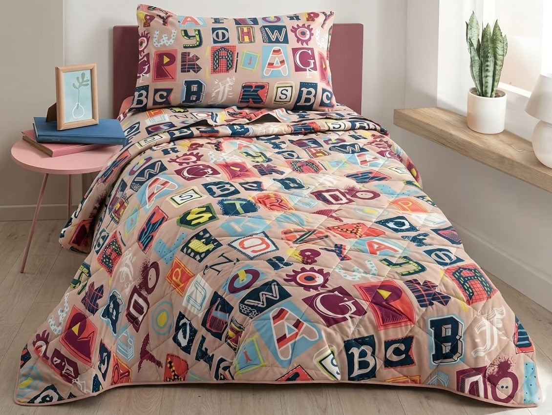 Copriletto Trapuntato Gabel Words - Collezione Teen - Singolo 170x265 cm