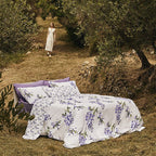 Completo Lenzuolo Effetto Copriletto Fazzini "Glicine" - Percalle di Puro Cotone - Matrimoniale