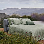 Completo Lenzuola Fazzini "Hidamari" - Percalle Tinto e Sovrastampato - Stile Sashiko