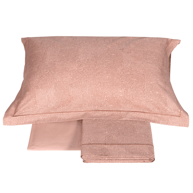 Completo Lenzuola Fazzini "Hidamari" - Percalle Tinto e Sovrastampato - Stile Sashiko