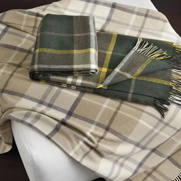 Plaid "Kilt" in 100% Lana Vergine Lambswool Merino con Frange - 130x190 cm - SOMMA