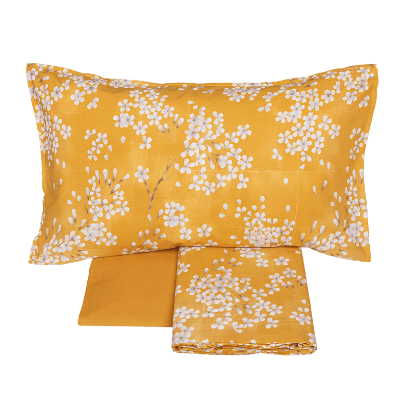 Completo Lenzuola Fazzini "Kimono" - Percalle con Sovrastampa in Lacca - Matrimoniale