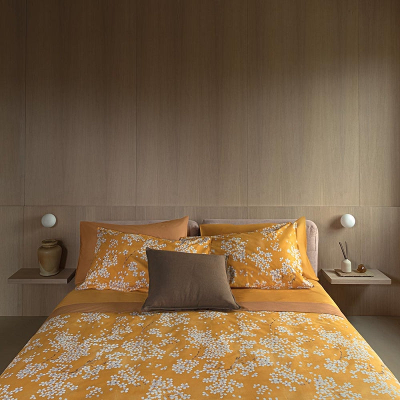 Completo Lenzuola Fazzini "Kimono" - Percalle con Sovrastampa in Lacca - Matrimoniale