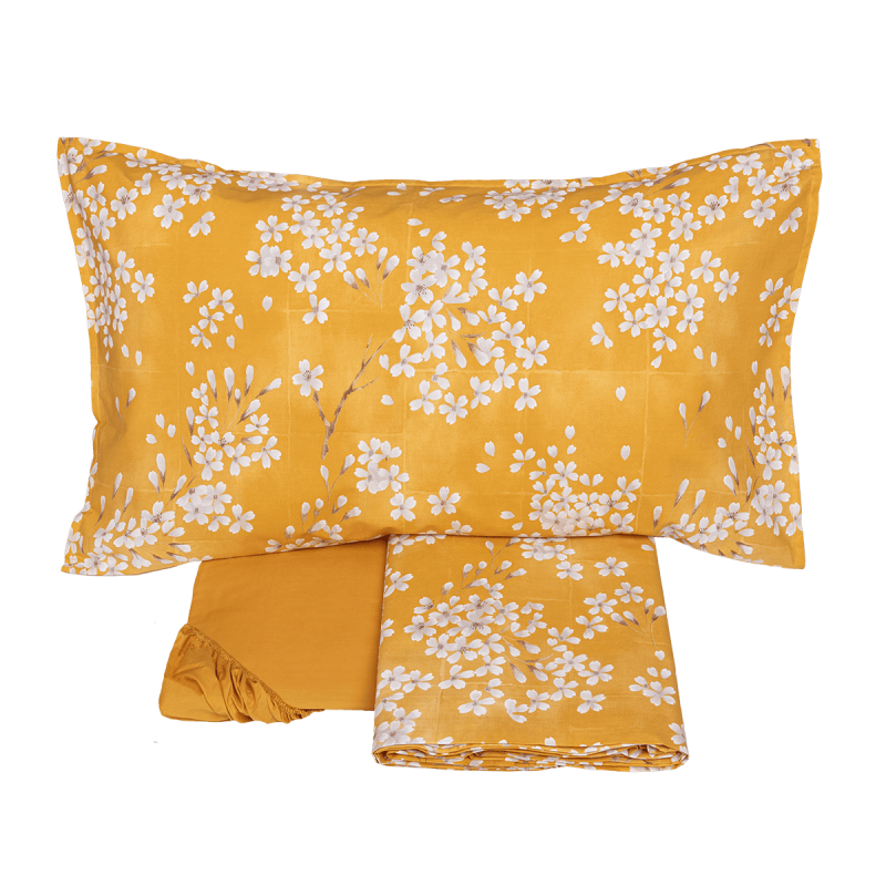 Completo Lenzuola Fazzini "Kimono" - Percalle con Sovrastampa in Lacca - Matrimoniale