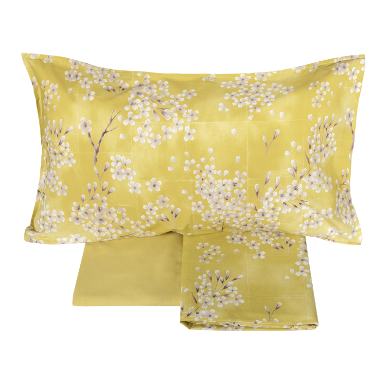 Completo Lenzuola Fazzini "Kimono" - Percalle con Sovrastampa in Lacca - Matrimoniale