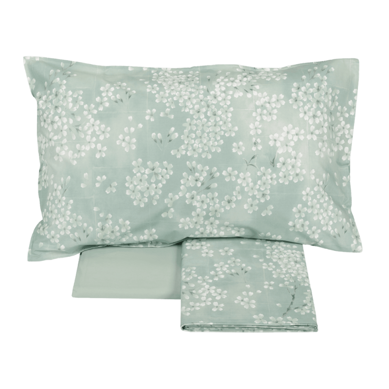 Completo Lenzuola Fazzini "Kimono" - Percalle con Sovrastampa in Lacca - Matrimoniale