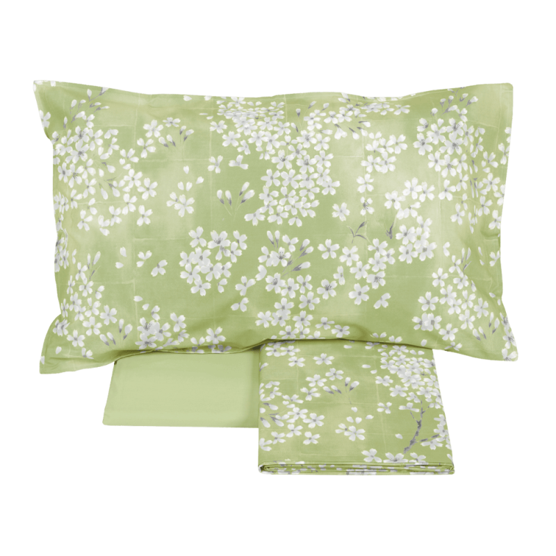 Completo Lenzuola Fazzini "Kimono" - Percalle con Sovrastampa in Lacca - Matrimoniale