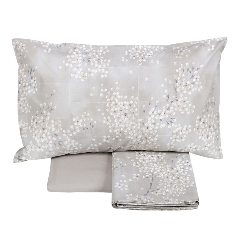 Completo Lenzuola Fazzini "Kimono" - Percalle con Sovrastampa in Lacca - Matrimoniale