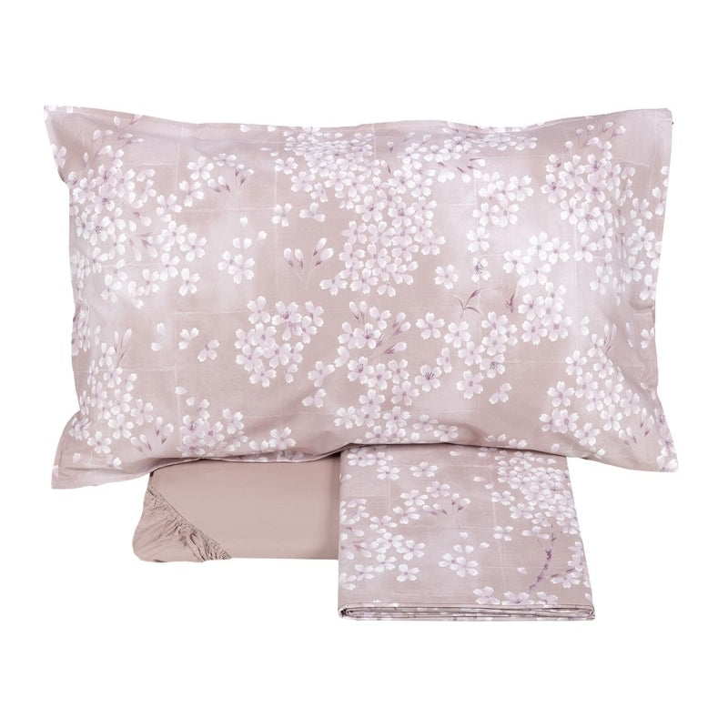 Completo Lenzuola Fazzini "Kimono" - Percalle con Sovrastampa in Lacca - Matrimoniale