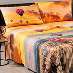 Completo Lenzuola Copriletto Matrimoniale  - Sogni di Viaggio "Oceano" by Marco Carmassi - Caleffi