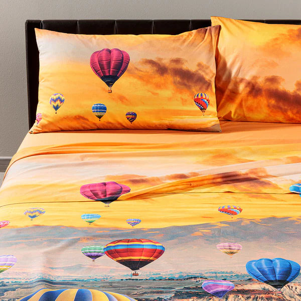 Completo Lenzuola Copriletto Matrimoniale  - Sogni di Viaggio "Oceano" by Marco Carmassi - Caleffi