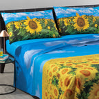 Completo Lenzuola Copriletto Matrimoniale  - Sogni di Viaggio "Girasoli" by Marco Carmassi - Caleffi