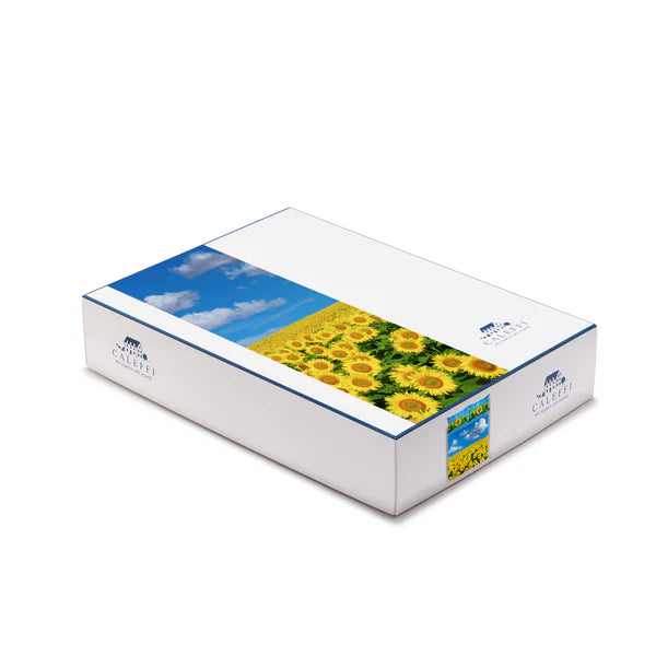 Completo Lenzuola Copriletto Matrimoniale  - Sogni di Viaggio "Girasoli" by Marco Carmassi - Caleffi