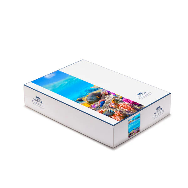 Completo Lenzuola Copriletto Matrimoniale  - Sogni di Viaggio "Oceano" by Marco Carmassi - Caleffi