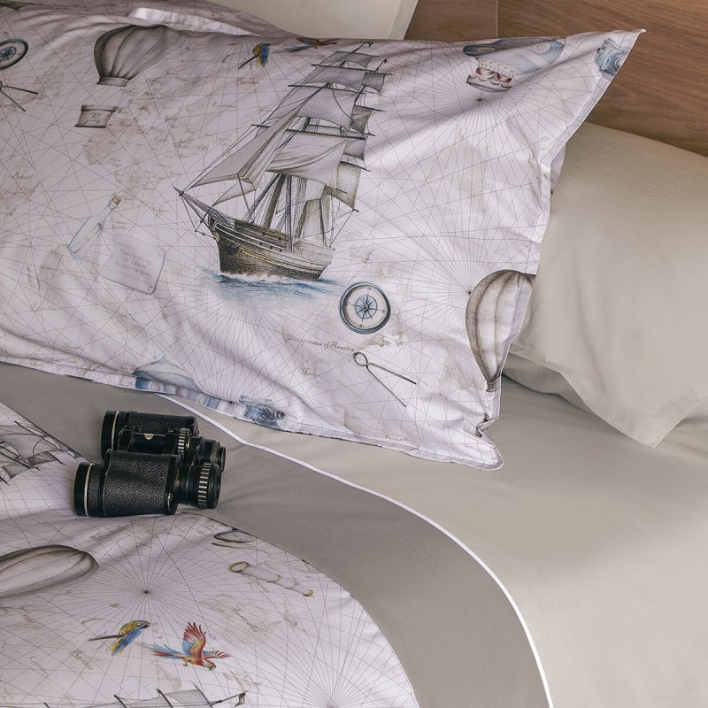 Completo Lenzuola Fazzini "Magellano" - Percalle di Puro Cotone - Stampa Digitale