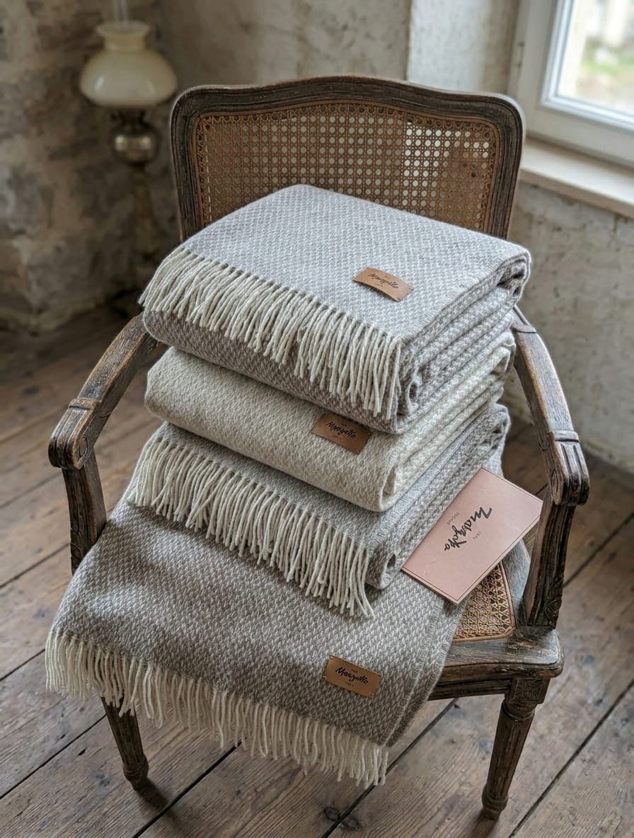 PLAID "Navigli Nat" in 100% Lana Vergine - 130x170 cm - Marzotto Home 1836