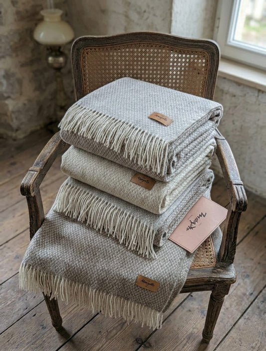 PLAID "Navigli Nat" in 100% Lana Vergine - 130x170 cm - Marzotto Home 1836