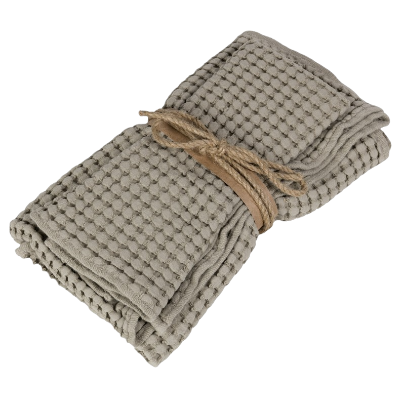 Coppia Asciugamano e Ospite Fazzini NETTARE in Cotone Stone Washed