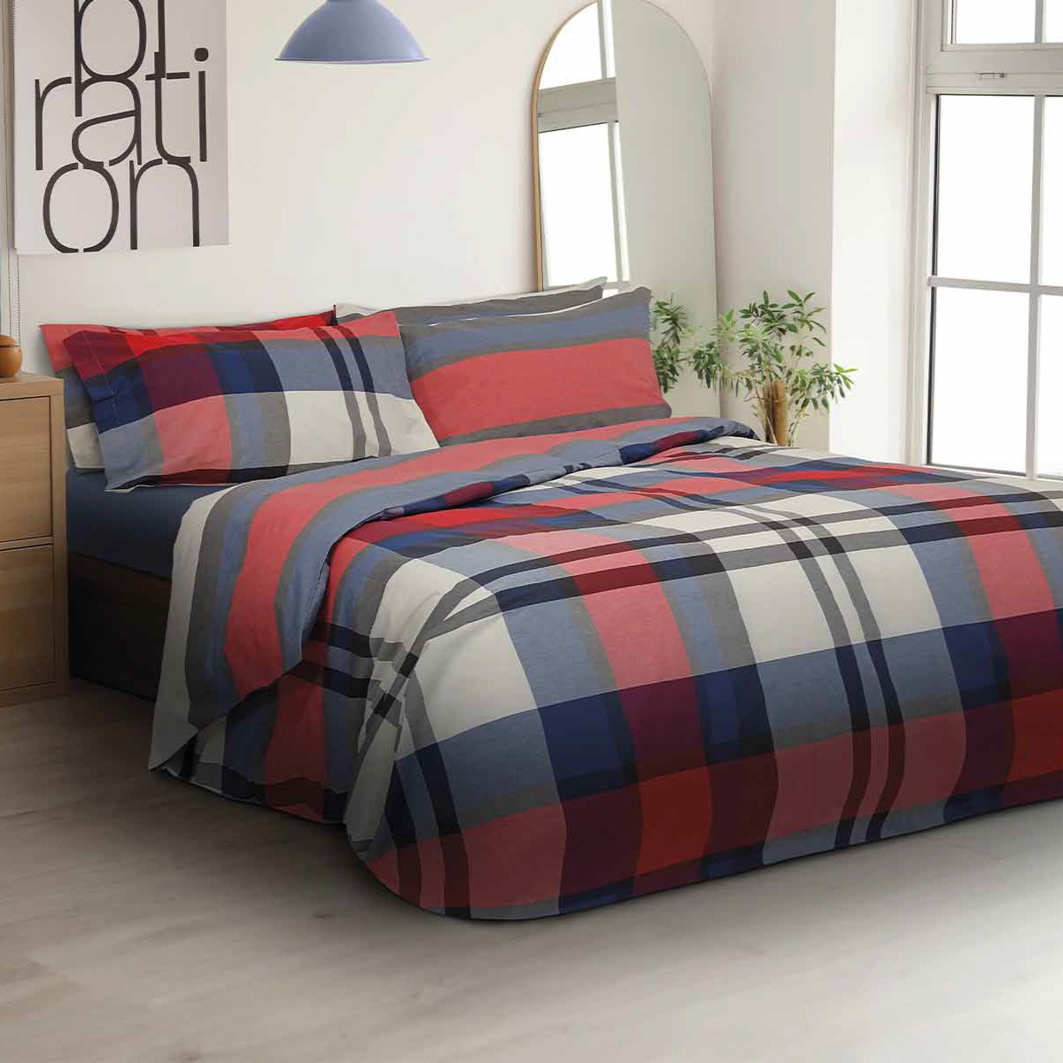 Parure Copripiumino Daunex Bradford - In Pregiato 100% Cotone Percalle Pettinato Tinto in Filo