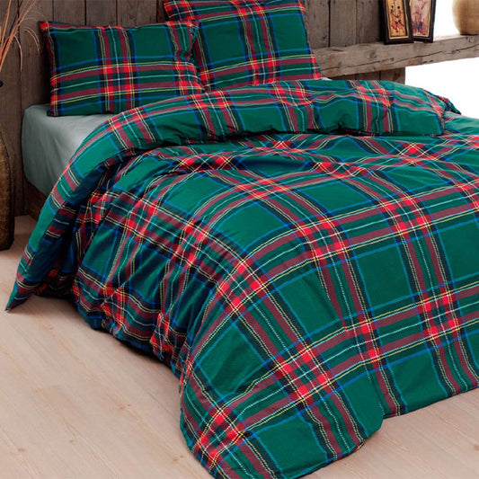 Parure Copripiumino Tartan Verde U804 in Puro Cotone – Stile Scozzese by Daunex