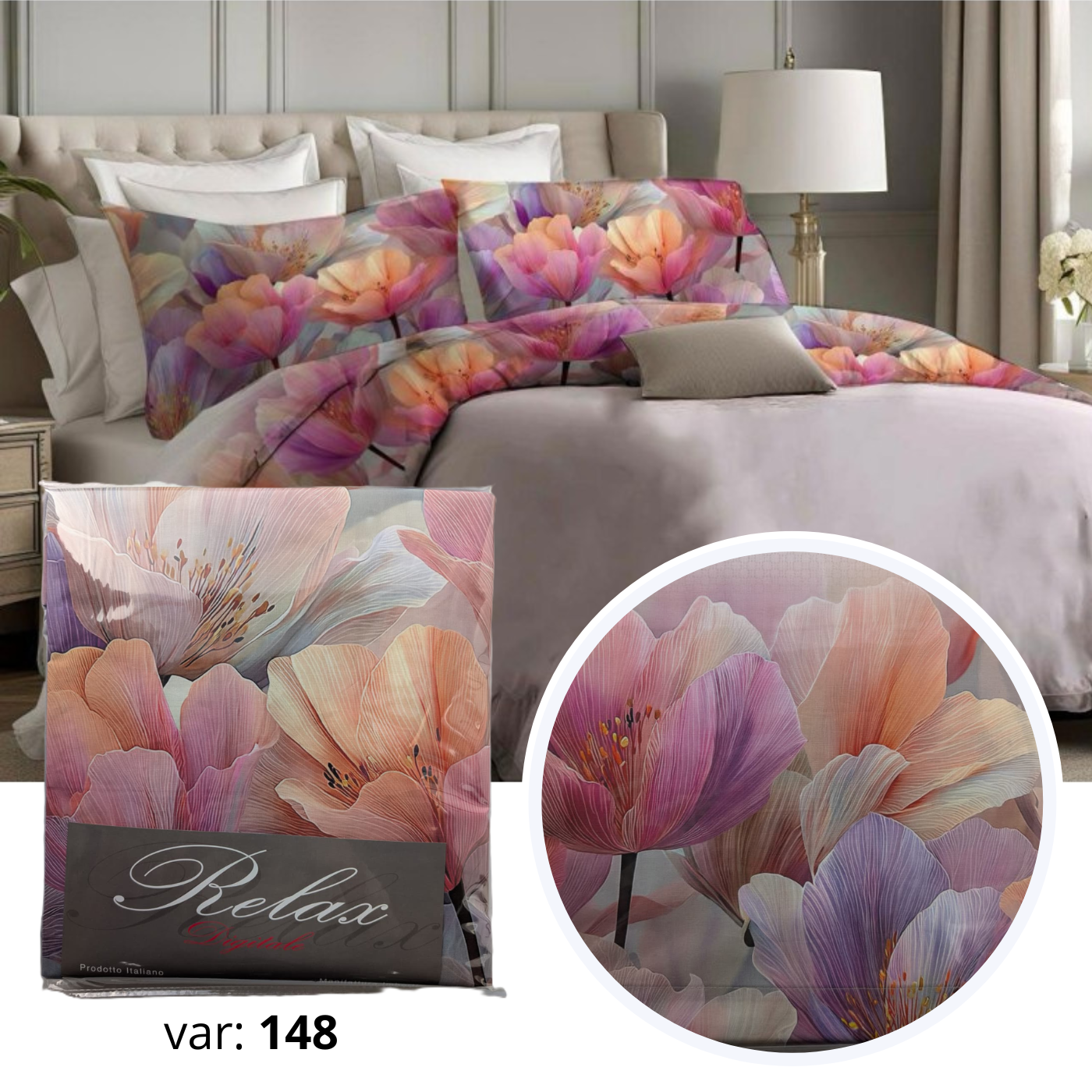 Completo Lenzuola Matrimoniale Manifattura Imberti "Relax Digitale Gardens" - 100% Cotone