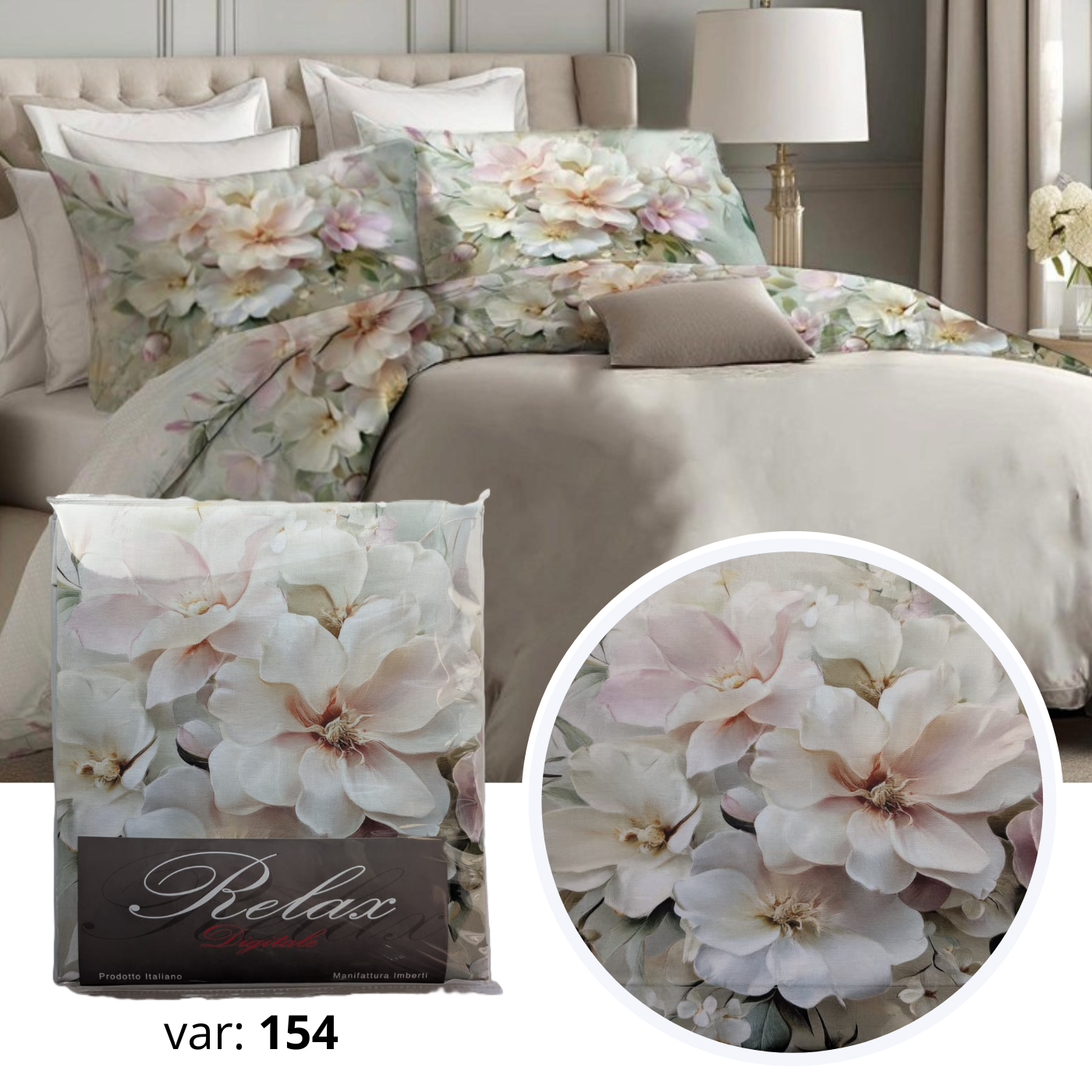 Completo Lenzuola Matrimoniale Manifattura Imberti "Relax Digitale Gardens" - 100% Cotone