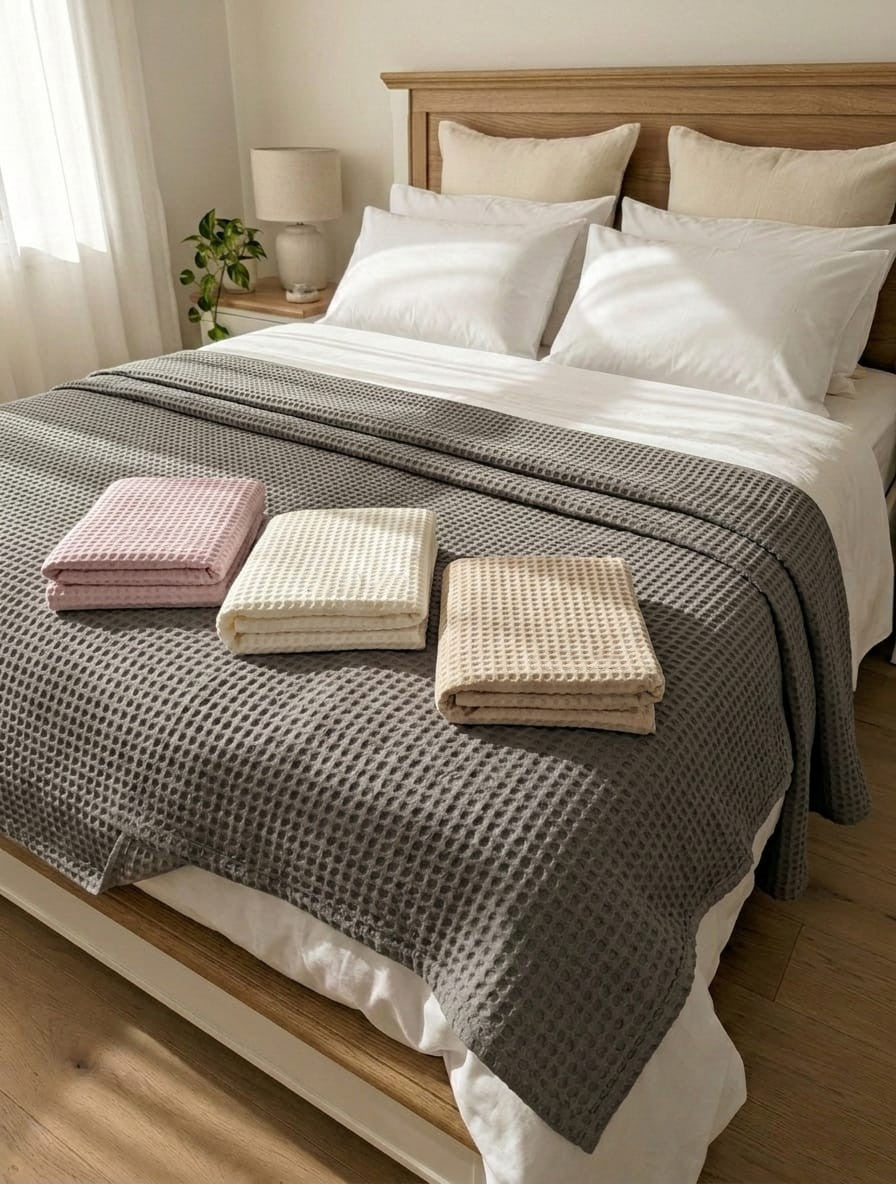 EasyHome Copriletto Matrimoniale "Rousse" - 260x260 cm in 100% Puro Cotone