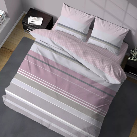 Completo Lenzuola Matrimoniale Scia Rigato – 100% Cotone Made in Italy