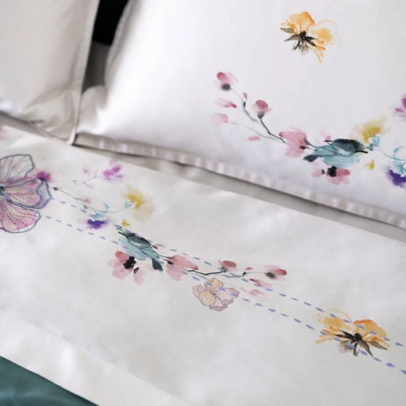 Completo Letto Matrimoniale Galizzi "Cassandra" - Raso di Cotone Effetto Ricamato