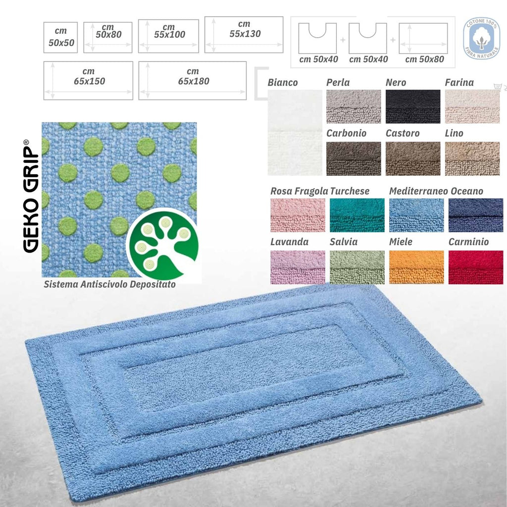 Tappeto Bagno Home Philosophy "Sirio" - Puro Cotone - Antiscivolo Geko Grip