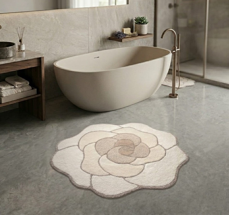 Tappeto Bagno Sagomato Home Philosophy "Rosa" - 100x105 cm - Antiscivolo Geko Grip