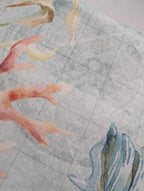 Tovaglia Vingi Tiffany Modello 32 - Stampa Digitale Marina con Coralli e Conchiglie