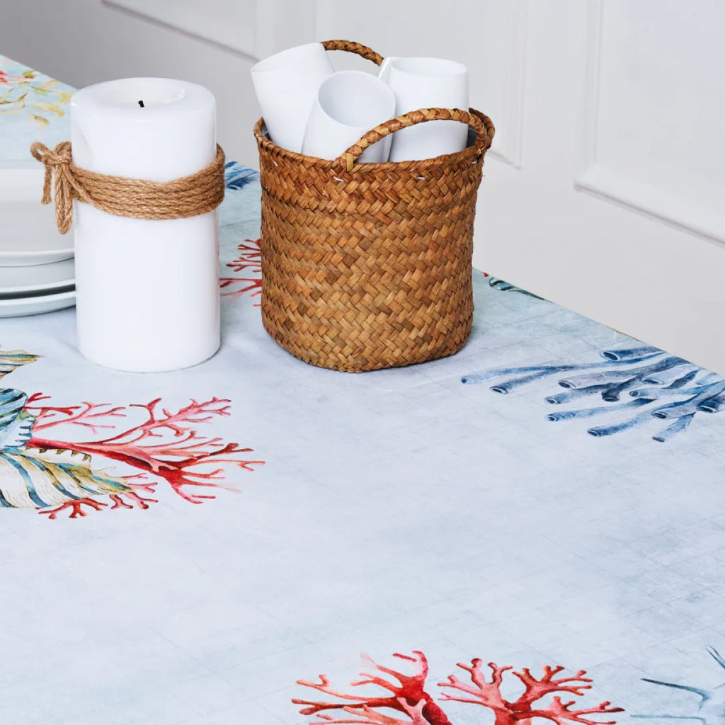 Tovaglia Vingi Tiffany Modello 32 - Stampa Digitale Marina con Coralli e Conchiglie