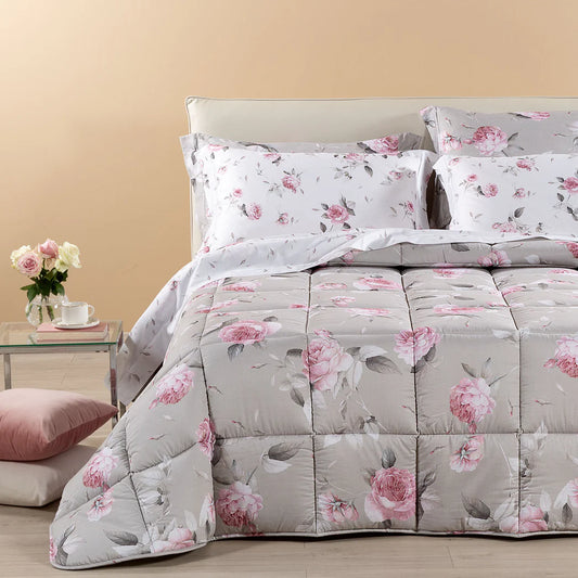 Trapunta Matrimoniale Bella Rosa Dreaming – Raso di Cotone Rosa Elegante