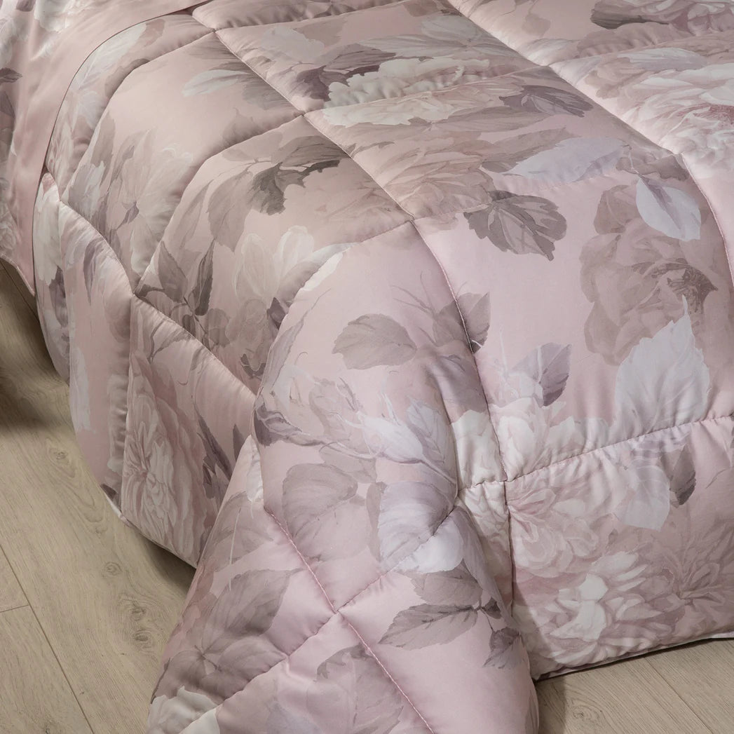 Trapunta in Raso di Cotone Rosa Alba e Tortora – Collezione Dreaming