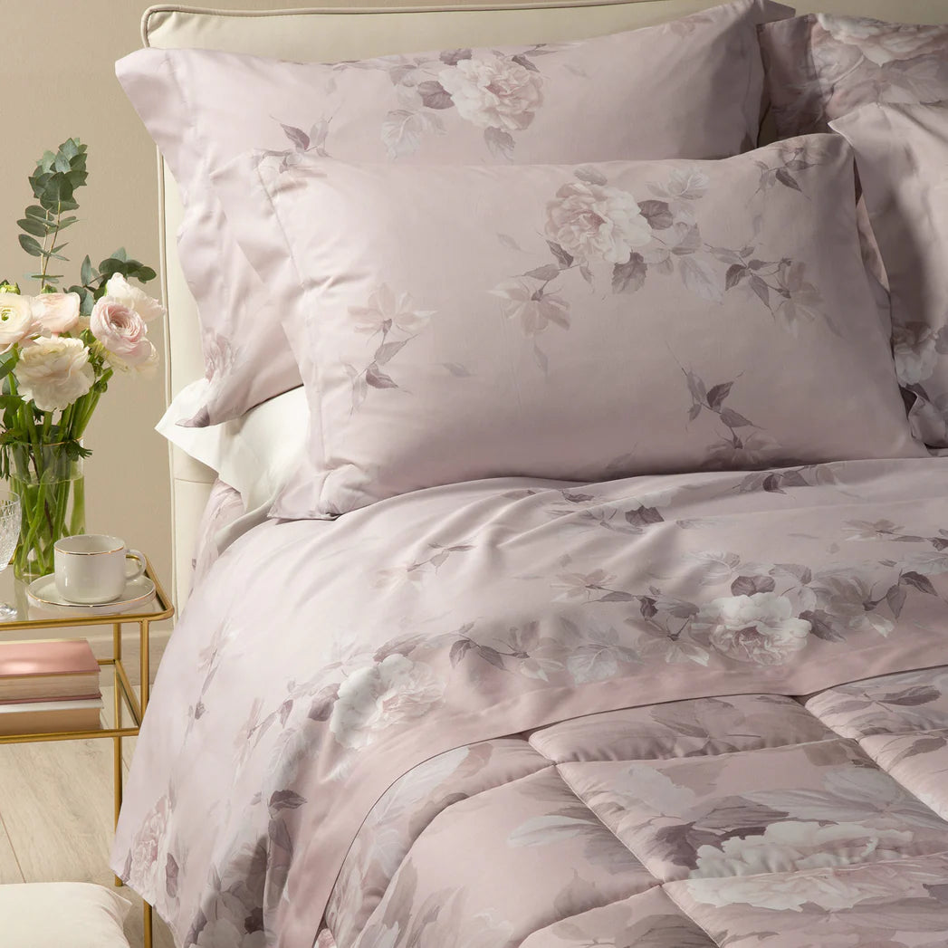 Trapunta in Raso di Cotone Rosa Alba e Tortora – Collezione Dreaming