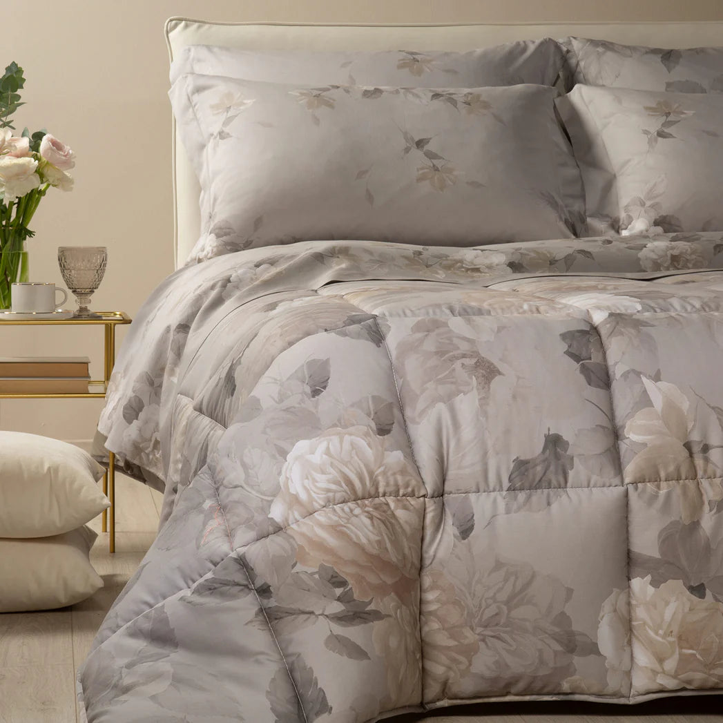 Trapunta in Raso di Cotone Rosa Alba e Tortora – Collezione Dreaming