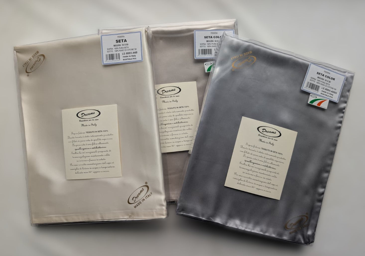 Federa Dreams "Seta Color" in 100% Pura Seta e Raso di Cotone - 50x80