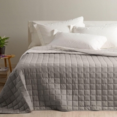 Modern Double Copriletto Trapuntato Caleffi Nocciola