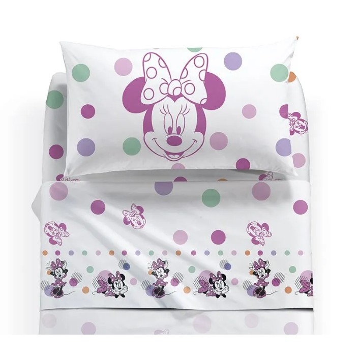 Singolo Sotto 90x200 - Sopra 160x280 - lenzSDisney161 Caleffi Lenzuola singole Minnie Disney Fiori 